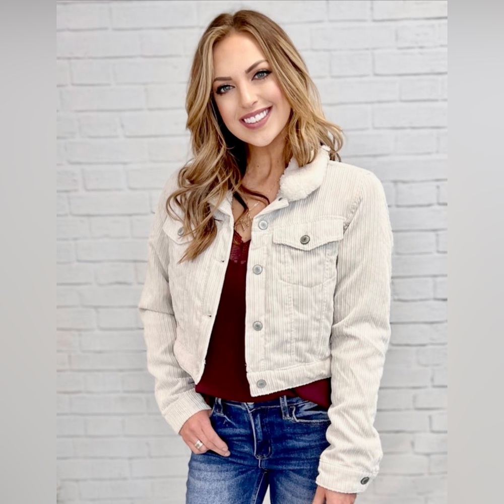 NWT Corduroy Sherpa Lined Jacket Ivory